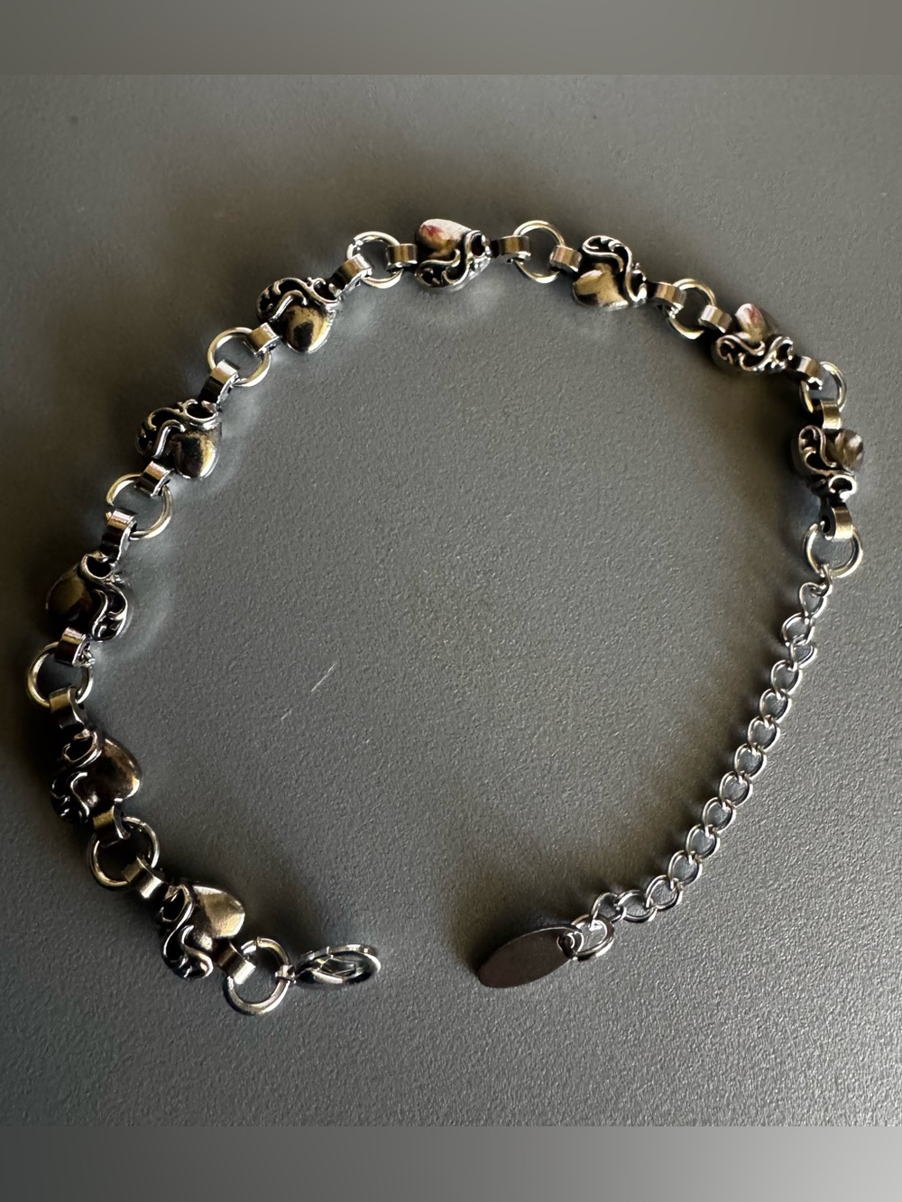 Heart chrome stainless steel bracelet